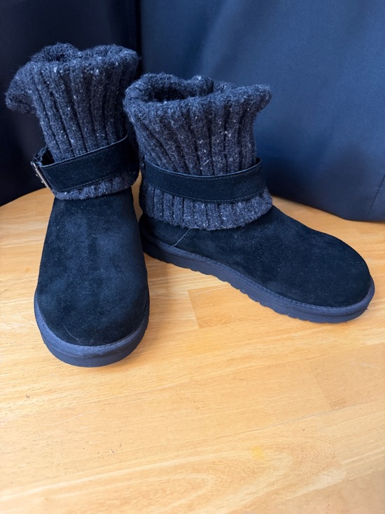 UGG Shoes - UGG Black Suede Knit Cuff Ankle Boots